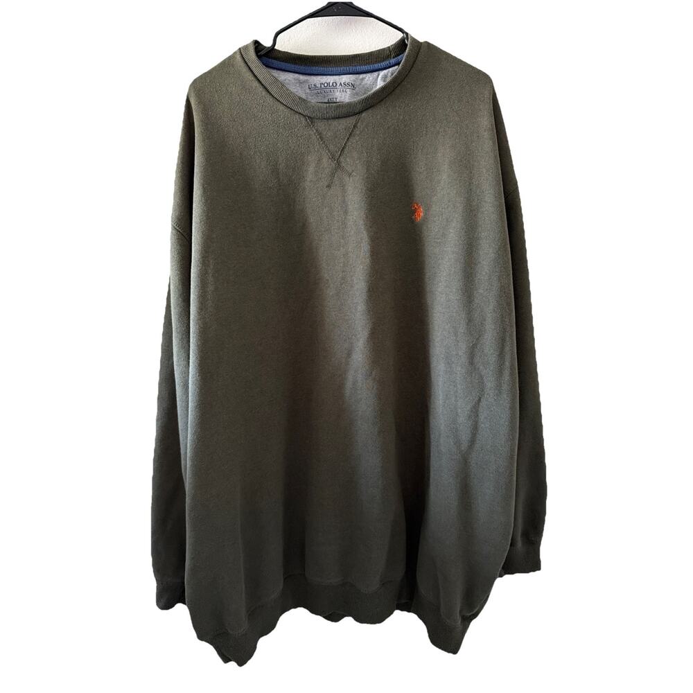 U.S. Polo Assn. Men’s 4XLT Sweatshirt Olive Green Luxury Feel Crewneck Big&Tall